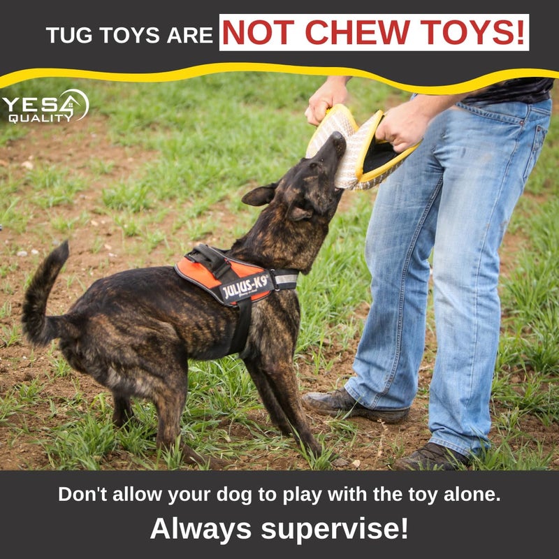 YES4QUALITY Durable Dog Bite Wedge 13x10 Inches, Safe Biting Pillow w/ 2 Comfy & Strong Handles, Tough Jute Tug Toy for Med to Large Dogs, Ideal for Tug of War, K9, IPO Schutzhund & Puppy Training - Image 5